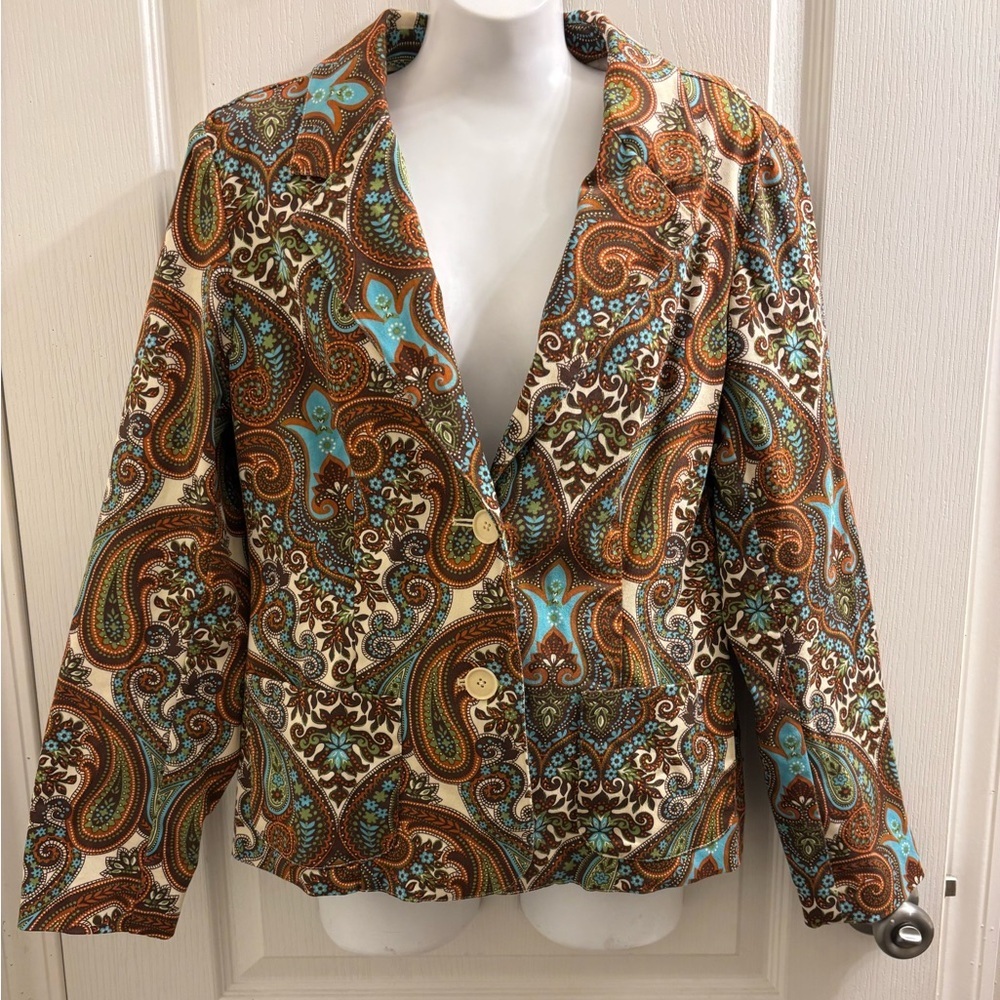 Harold's Vintage Vibrant Paisley Blazer in Brown and Turquoise